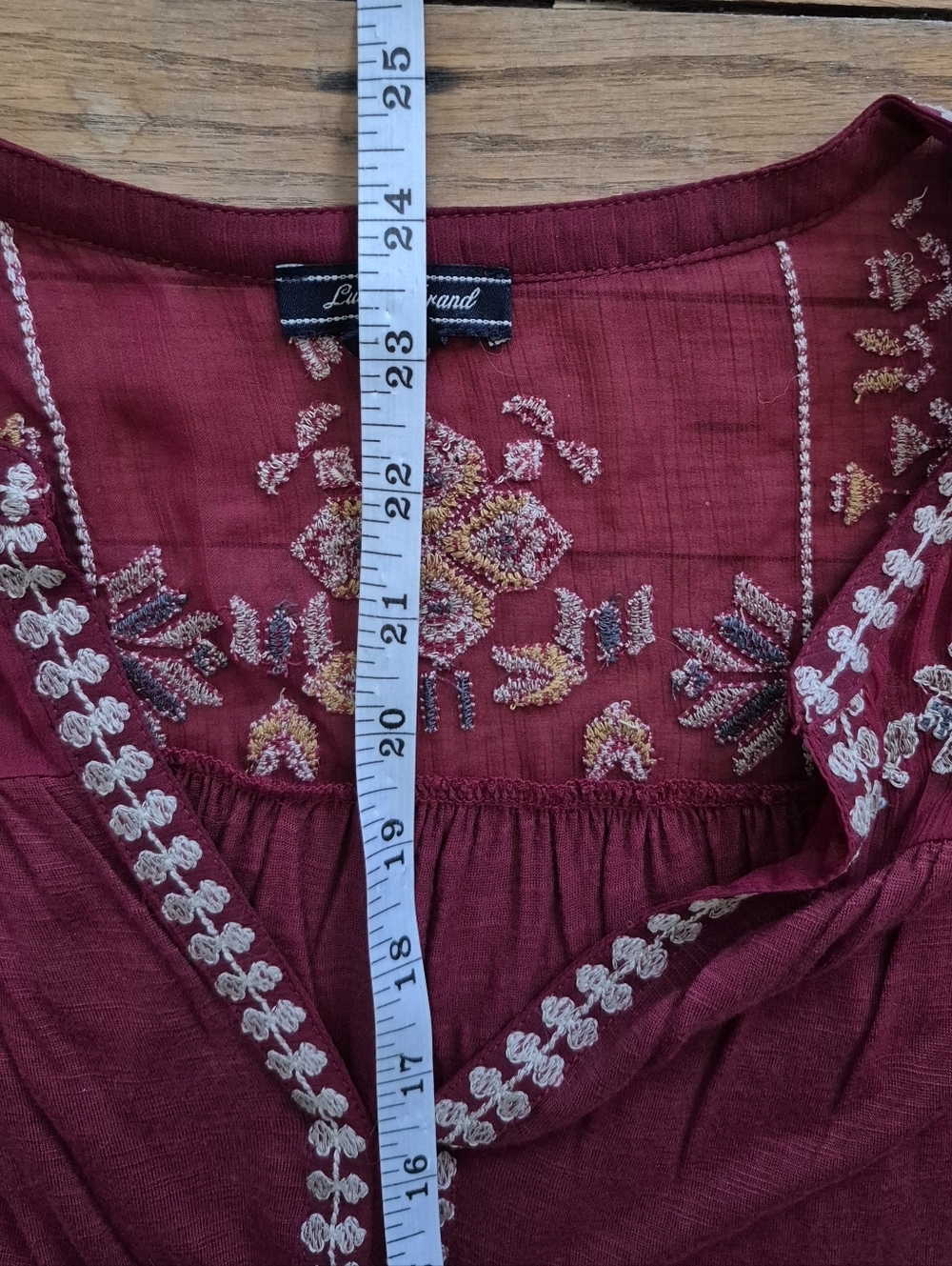 Lucky Brand Burgundy Embroidered Blouse - Picture 10 of 11